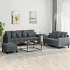 Sofa Sofos komplektas su pagalvėlėmis, 3 dalių, pilkas, aksomas