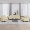 Sofa Sofos komplektas su pagalvėlėmis, 3 dalių, kreminis, audinys