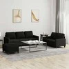 Sofa Sofos komplektas su pagalvėlėmis, 3 dalių, juodas, audinys