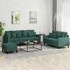 Sofa Sofos komplektas su pagalvėlėmis, 3 dalių, žalias, aksomas