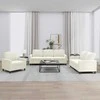 Sofa Sofos komplektas su pagalvėlėmis, 3 dalių, kreminis, aksomas