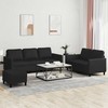 Sofa Sofos komplektas su pagalvėlėmis, 3 dalių, juodas, dirbtinė oda