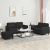 Sofa Sofos komplektas su pagalvėlėmis, 3 dalių, juodas, dirbtinė oda