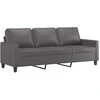 Sofa Sofos komplektas su pagalvėlėmis, 3 dalių, pilkas, dirbtinė oda