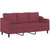 Sofa Sofos komplektas su pagalvėlėmis, 3 dalių, vyno, audinys
