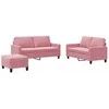 Sofa Sofos komplektas su pagalvėlėmis, 3 dalių, rožinis, aksomas