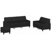 Sofa Sofos komplektas su pagalvėlėmis, 3 dalių, juodas, dirbtinė oda
