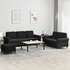 Sofa Sofos komplektas su pagalvėlėmis, 3 dalių, juodas, aksomas