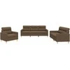 Sofa Sofos komplektas su pagalvėlėmis, 3 dalių, rudas, audinys