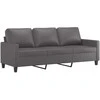 Sofa Sofos komplektas su pagalvėlėmis, 3 dalių, pilkas, dirbtinė oda