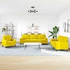 Sofa Sofos komplektas su pagalvėlėmis, 3 dalių, geltonas, aksomas