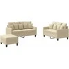 Sofa Sofos komplektas su pagalvėlėmis, 3 dalių, kreminis, audinys