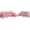 Sofa Sofos komplektas su pagalvėlėmis, 3 dalių, rožinis, aksomas