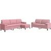 Sofa Sofos komplektas su pagalvėlėmis, 3 dalių, rožinis, aksomas