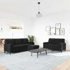 Sofa Sofos komplektas su pagalvėlėmis, 3 dalių, juodas, aksomas