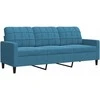 Sofa Sofos komplektas su pagalvėlėmis, 3 dalių, mėlynas, aksomas