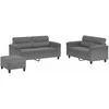 Sofa Sofos komplektas su pagalvėlėmis, 3 dalių, pilkas, audinys