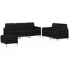 Sofa Sofos komplektas su pagalvėlėmis, 3 dalių, juodas, audinys