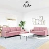Sofa Sofos komplektas su pagalvėlėmis, 3 dalių, rožinis, aksomas