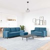 Sofa Sofos komplektas su pagalvėlėmis, 3 dalių, mėlynas, aksomas