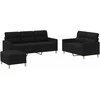Sofa Sofos komplektas su pagalvėlėmis, 3 dalių, juodas, audinys