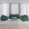 Sofa Sofos komplektas su pagalvėlėmis, 3 dalių, žalias, aksomas