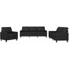 Sofa Sofos komplektas su pagalvėlėmis, 3 dalių, juodas, dirbtinė oda