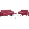 Sofa Sofos komplektas su pagalvėlėmis, 3 dalių, vyno, aksomas