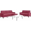 Sofa Sofos komplektas su pagalvėlėmis, 3 dalių, vyno, aksomas