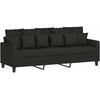 Sofa Sofos komplektas su pagalvėlėmis, 3 dalių, juodas, audinys