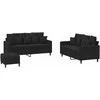 Sofa Sofos komplektas su pagalvėlėmis, 3 dalių, juodas, aksomas