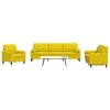 Sofa Sofos komplektas su pagalvėlėmis, 3 dalių, geltonas, aksomas