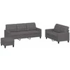 Sofa Sofos komplektas su pagalvėlėmis, 3 dalių, pilkas, dirbtinė oda