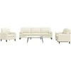 Sofa Sofos komplektas su pagalvėlėmis, 3 dalių, kreminis, aksomas