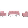 Sofa Sofos komplektas su pagalvėlėmis, 3 dalių, rožinis, aksomas