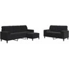 Sofa Sofos komplektas su pagalvėlėmis, 3 dalių, juodas, aksomas