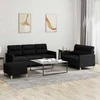 Sofa Sofos komplektas su pagalvėlėmis, 3 dalių, juodas, audinys