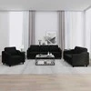 Sofa Sofos komplektas su pagalvėlėmis, 3 dalių, juodas, audinys