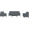 Sofa Sofos komplektas su pagalvėlėmis, 3 dalių, pilkas, aksomas