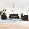 Sofa Sofos komplektas su pagalvėlėmis, 3 dalių, juodas, aksomas