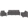Sofa Sofos komplektas su pagalvėlėmis, 3 dalių, pilkas, dirbtinė oda