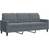 Sofa Sofos komplektas su pagalvėlėmis, 3 dalių, pilkas, aksomas