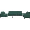 Sofa Sofos komplektas su pagalvėlėmis, 3 dalių, žalias, aksomas