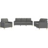 Sofa Sofos komplektas su pagalvėlėmis, 3 dalių, pilkas, audinys