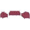 Sofa Sofos komplektas su pagalvėlėmis, 3 dalių, vyno, aksomas
