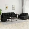 Sofa Sofos komplektas su pagalvėlėmis, 3 dalių, juodas, aksomas