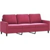 Sofa Sofos komplektas su pagalvėlėmis, 3 dalių, vyno, aksomas