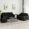 Sofa Sofos komplektas su pagalvėlėmis, 3 dalių, juodas, aksomas