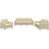 Sofa Sofos komplektas su pagalvėlėmis, 3 dalių, kreminis, audinys