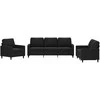 Sofa Sofos komplektas su pagalvėlėmis, 3 dalių, juodas, aksomas